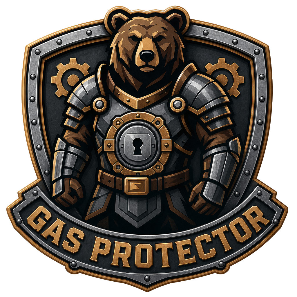 Gas Protector logo — armored bear guardian